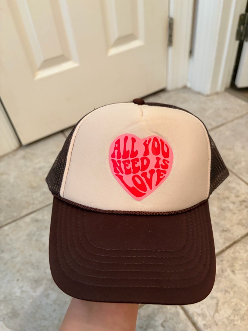 Pink Heart 'All You Need Is Love' Trucker Hat